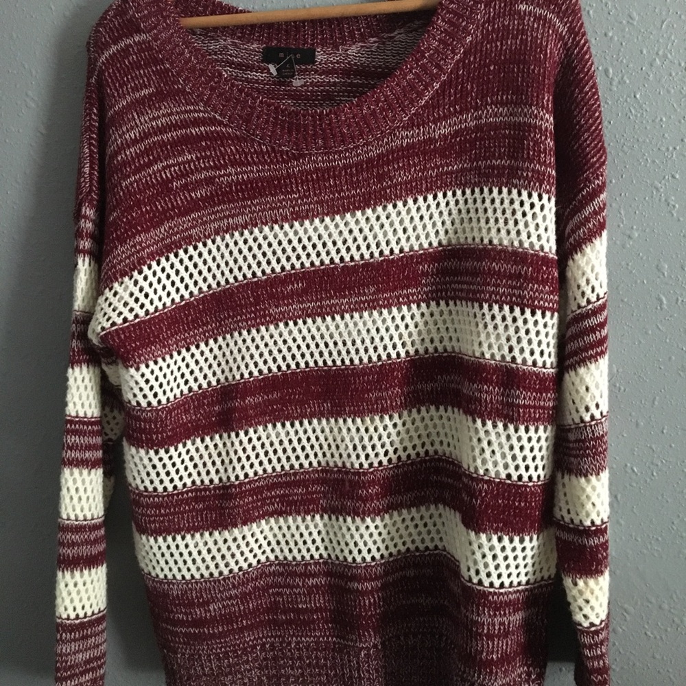White and red knit sweater (: